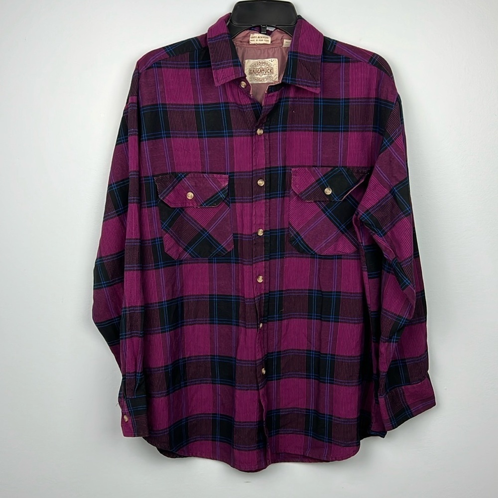 Vintage Saugatuck Dry Goods button down men’s large plaid flannel shirt